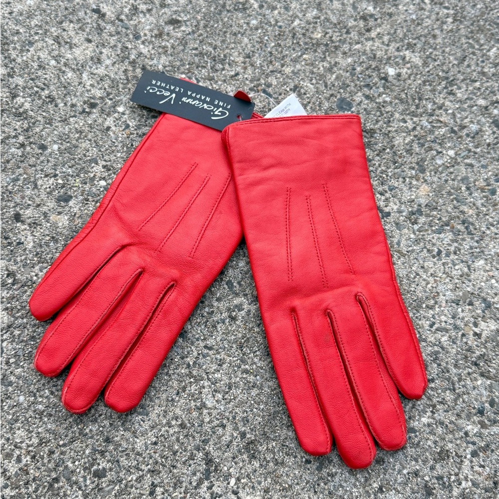 Giovanni Vecci Genuine Leather Gloves – Red – Women’s S/M – New With Tags